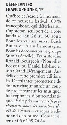 1999, 2ème Déferlantes Francophones : Ronald Bourgeois, Maurice Segall, Marie-Jo Thério et Jim Corcorran 1999, 2ème Déferlantes Francophones : Ronald Bourgeois, Maurice Segall, Marie-Jo Thério et Jim Corcorran