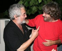 2007, Capbreton : avec Plume Latraverse, à la terrasse de la Pergola