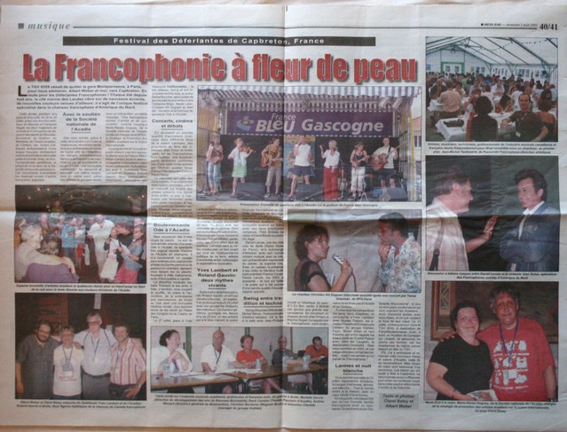 Août 2005 : double page sur les Déferlantes à l'Ile Maurice, dans l'hebdomadaire Week-End, à l'initiative d'Albert Weber et Clarel Betsy Août 2005 : double page sur les Déferlantes à l'Ile Maurice, dans l'hebdomadaire Week-End, à l'initiative d'Albert Weber et Clarel Betsy