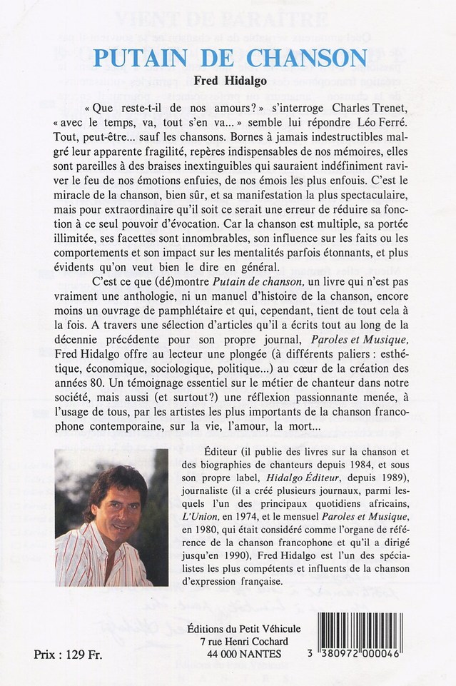 Après Paroles et Musique et avant Chorus : publication d'un ouvrage de référence : Putain de chanson, Après Paroles et Musique et avant Chorus : publication d'un ouvrage de référence : Putain de chanson,